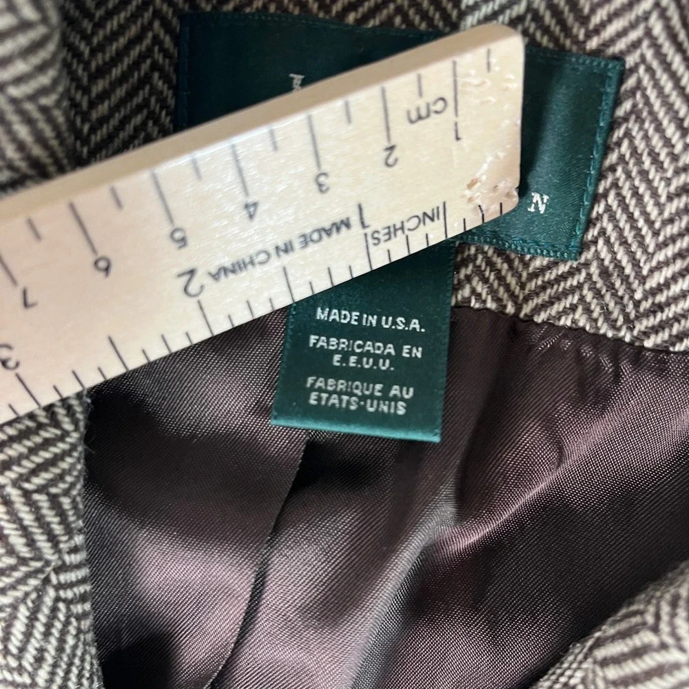 Lauren Ralph Lauren Blazer Women 4 Brown Good Herringbone Wool 4-Button USA Made